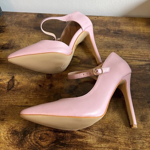 JG Athena Pastel Pink Pointed Toe Crossover Strap Heels - Picture 4 of 14